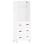 Aparador alto madera contrachapada blanco 69,5x34x180 cm