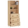 Aparador alto madera contrachapada color roble 69,5x34x180 cm