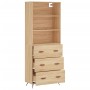 Aparador alto madera contrachapada color roble 69,5x34x180 cm