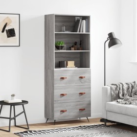 Aparador alto madera contrachapada gris sonoma 69,5x34x180 cm
