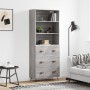 Aparador alto madera contrachapada gris sonoma 69,5x34x180 cm