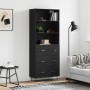 Aparador alto madera contrachapada negro 69,5x34x180 cm
