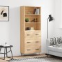 Aparador alto madera contrachapada color roble 69,5x34x180 cm