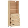 Aparador alto madera contrachapada color roble 69,5x34x180 cm