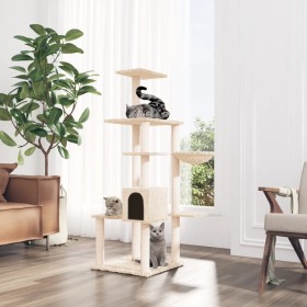 Katzenkratzbaum mit cremefarbenen Sisalstämmen, 142 cm von vidaXL, Katzenmöbel - Ref: Foro24-171591, Preis: 66,50 €, Rabatt: %