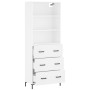 Aparador alto madera contrachapada blanco 69,5x34x180 cm