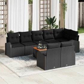 Conjunto de sofá de jardín 9 pcs Negro Poliratán