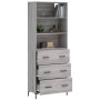 Aparador alto madera contrachapada gris sonoma 69,5x34x180 cm