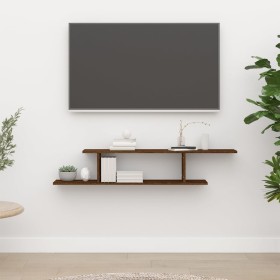 Estante de pared para TV madera roble marrón 125x18x23 cm