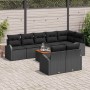 Conjunto de sofá de jardín 9 pcs Negro Poliratán