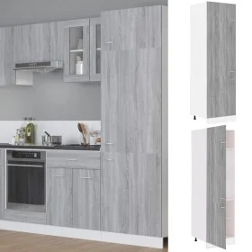 Wardrobe for refrigerator in Sonoma grey wood, 60x57x207 cm. by vidaXL, Kitchen cabinets - Ref: Foro24-815601, Price: 174,31 ...