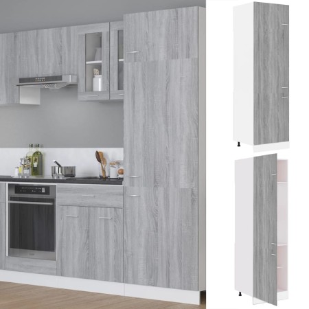Armario para frigorífico madera gris Sonoma 60x57x207 cm de vidaXL, Armarios de cocina - Ref: Foro24-815601, Precio: 176,41 €...