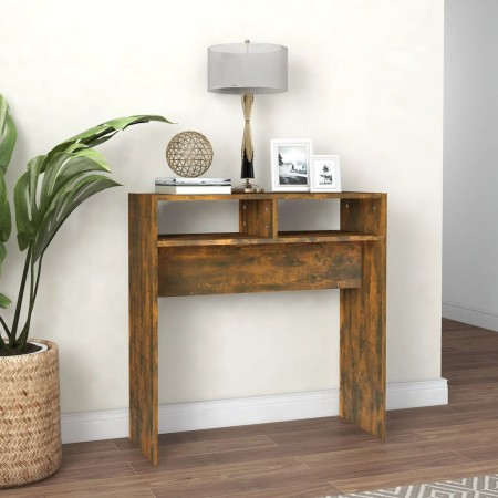 Konsolentisch aus geräuchertem Eichensperrholz, 78 x 30 x 80 cm von vidaXL, Seitentische - Ref: Foro24-815936, Preis: 34,11 €...
