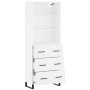 Aparador alto madera contrachapada blanco 69,5x34x180 cm
