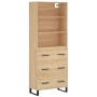 Aparador alto madera contrachapada color roble 69,5x34x180 cm