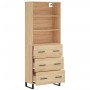 Aparador alto madera contrachapada color roble 69,5x34x180 cm