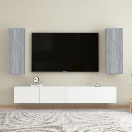 Mueble para TV 2 uds contrachapado gris Sonoma 30,5x30x90 cm de vidaXL, Muebles TV - Ref: Foro24-815750, Precio: 84,75 €, Des...