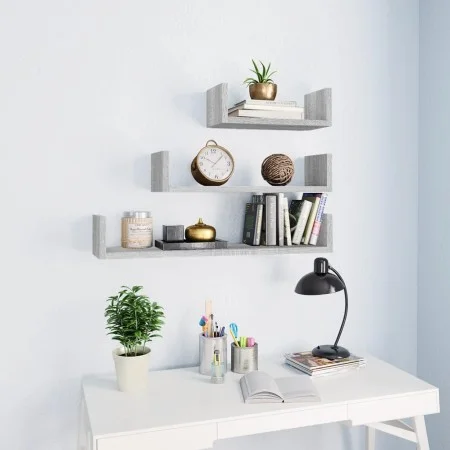 Sonoma grau Holzwerkstoff Wandregale 3 Stück von vidaXL, Regale und Regale - Ref: Foro24-815262, Preis: 20,52 €, Rabatt: %