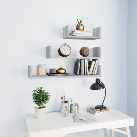 Sonoma grau Holzwerkstoff Wandregale 3 Stück von vidaXL, Regale und Regale - Ref: Foro24-815262, Preis: 20,52 €, Rabatt: %