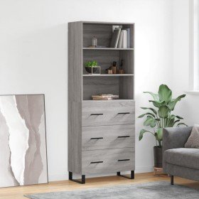 Aparador alto madera contrachapada gris sonoma 69,5x34x180 cm