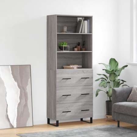 Aparador alto madera contrachapada gris sonoma 69,5x34x180 cm