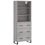 Aparador alto madera contrachapada gris sonoma 69,5x34x180 cm