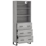 Aparador alto madera contrachapada gris sonoma 69,5x34x180 cm