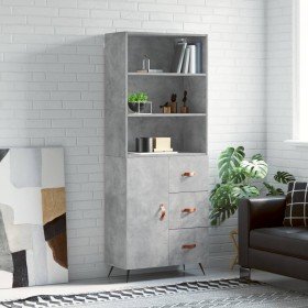 Aparador alto madera contrachapada gris hormigón 69,5x34x180 cm Aparador alto madera contrachapada gris hormigón 69,5x34x180 cm