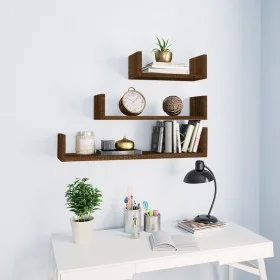 Wall shelves 3 units brown oak engineered wood by vidaXL, Shelves and shelves - Ref: Foro24-815263, Price: 18,53 €, Discount: %