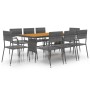 Garten-Esszimmer-Set 9-teilig grau Kunststoff-Rattan von vidaXL, Gartensets - Ref: Foro24-3120113, Preis: 435,54 €, Rabatt: %