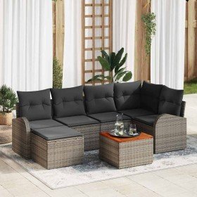 Conjunto de sofá de jardín 7 pcs Gris Poliratán