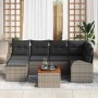 Conjunto de sofá de jardín 7 pcs Gris Poliratán