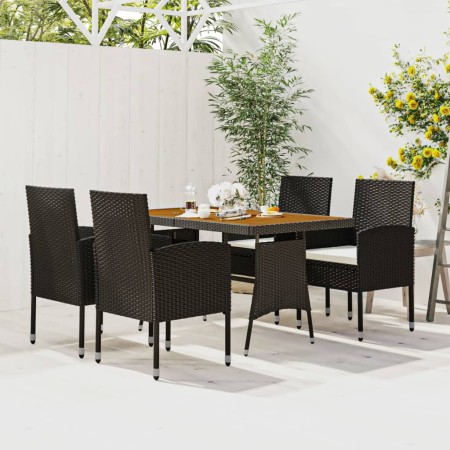 5-teiliges Garten-Ess-Set aus schwarzem synthetischem Rattan von vidaXL, Gartensets - Ref: Foro24-3120098, Preis: 344,00 €, R...