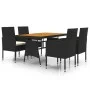 5-teiliges Garten-Ess-Set aus schwarzem synthetischem Rattan von vidaXL, Gartensets - Ref: Foro24-3120098, Preis: 343,71 €, R...