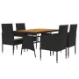 5-Piece Black Synthetic Rattan Garden Dining Set by vidaXL, Garden sets - Ref: Foro24-3120098, Price: 343,17 €, Discount: %