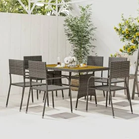 Garden dining set 7 pieces gray synthetic rattan by vidaXL, Garden sets - Ref: Foro24-3120103, Price: 344,35 €, Discount: %