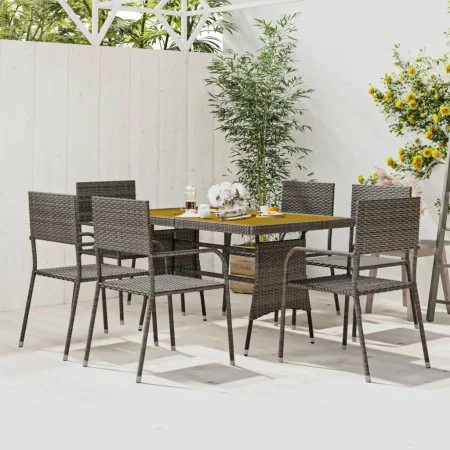 Garden dining set 7 pieces gray synthetic rattan by vidaXL, Garden sets - Ref: Foro24-3120103, Price: 344,35 €, Discount: %
