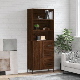 Aparador alto madera contrachapada marrón roble 69,5x34x180 cm