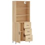 Aparador alto madera contrachapada color roble 69,5x34x180 cm