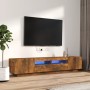 TV-Möbel-Set mit LEDS 2 Stück Räuchereiche Sperrholz von vidaXL, TV-Möbel - Ref: Foro24-3120170, Preis: 104,06 €, Rabatt: %
