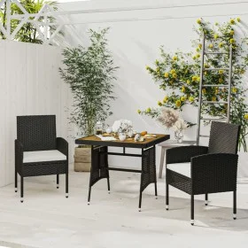 Garden dining set 3 pieces black synthetic rattan by vidaXL, Garden sets - Ref: Foro24-3120088, Price: 187,14 €, Discount: %