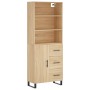 Aparador alto madera contrachapada color roble 69,5x34x180 cm