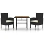 Garden dining set 3 pieces black synthetic rattan by vidaXL, Garden sets - Ref: Foro24-3120088, Price: 188,16 €, Discount: %