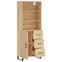 Aparador alto madera contrachapada color roble 69,5x34x180 cm