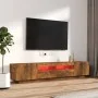 TV-Möbel-Set mit LEDS 2 Stück Räuchereiche Sperrholz von vidaXL, TV-Möbel - Ref: Foro24-3120170, Preis: 102,80 €, Rabatt: %