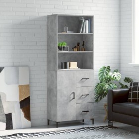 Aparador alto madera contrachapada gris hormigón 69,5x34x180 cm
