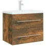 Badezimmerschrank aus geräuchertem Eichensperrholz mit Waschbecken von vidaXL, Badezimmerwaschtische - Ref: Foro24-3120179, P...