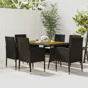 idaXL Garden Dining Set 7 Pieces Black Synthetic Rattan by vidaXL, Garden sets - Ref: Foro24-3120100, Price: 438,90 €, Discou...