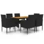 idaXL Garden Dining Set 7 Pieces Black Synthetic Rattan by vidaXL, Garden sets - Ref: Foro24-3120100, Price: 438,90 €, Discou...