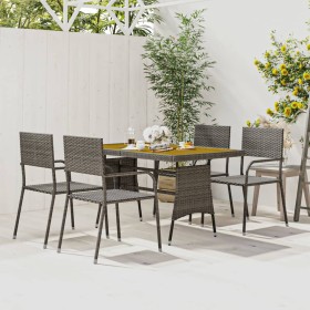 Garten-Essgruppe 5-teilig aus grauem synthetischem Rattan von vidaXL, Gartensets - Ref: Foro24-3120102, Preis: 275,64 €, Raba...
